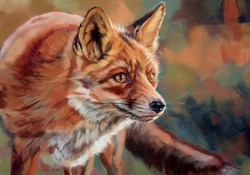 Amber Fox II by Debbie Boon - Original Painting on Box Canvas sized 39x28 inches. Available from Whitewall Galleries